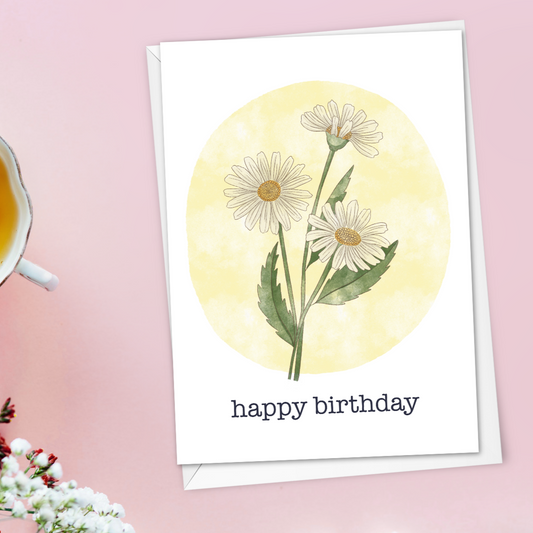 Daisy April birth flower birthday card
