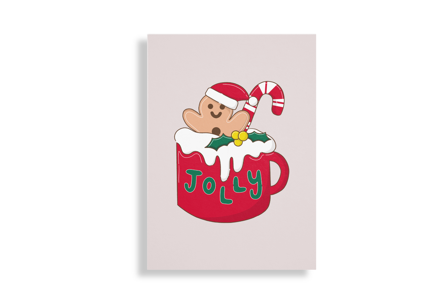 Retro Gingerbread man and cancdy cane Christmas Card (Single or Card Pack)