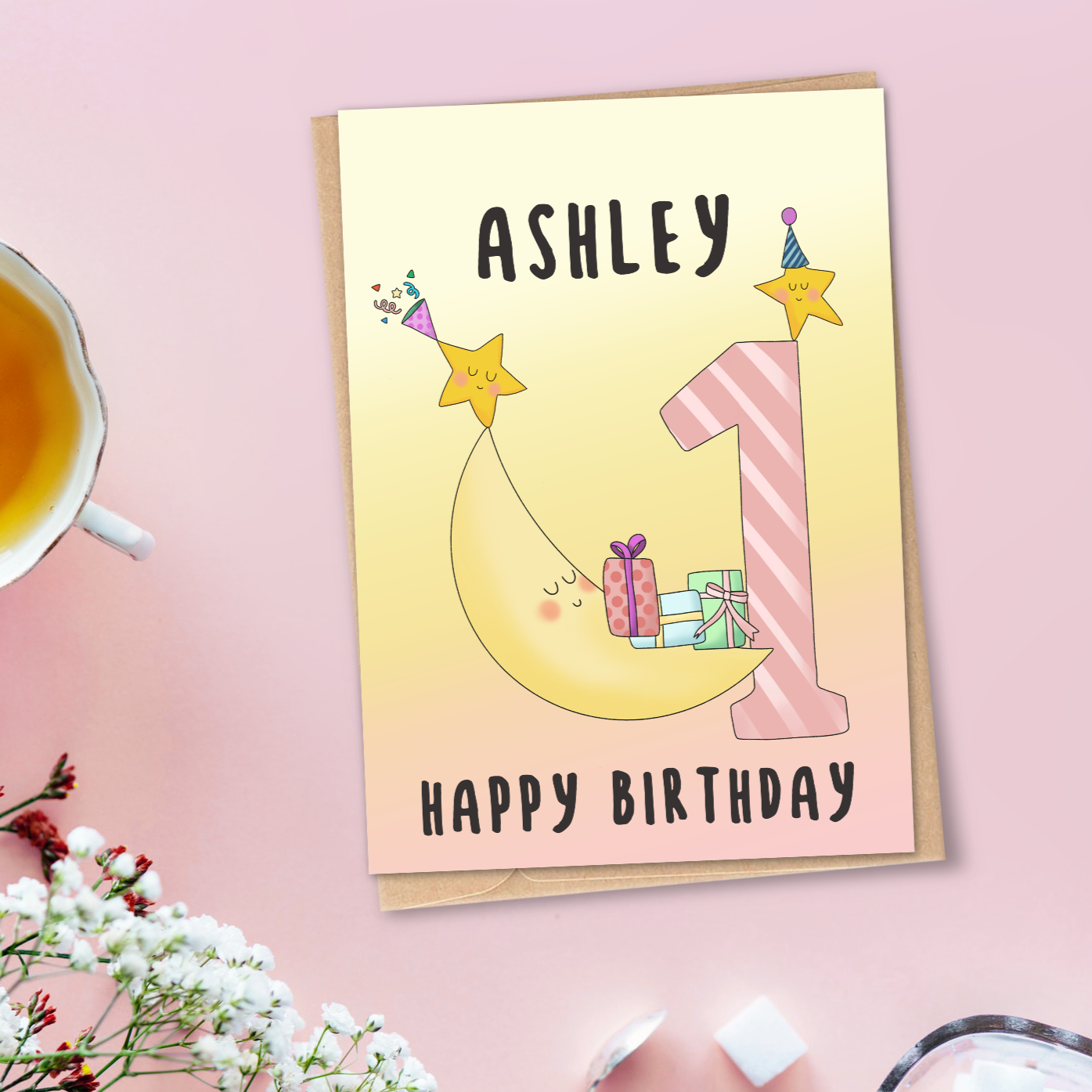 First Birthday Card for girls