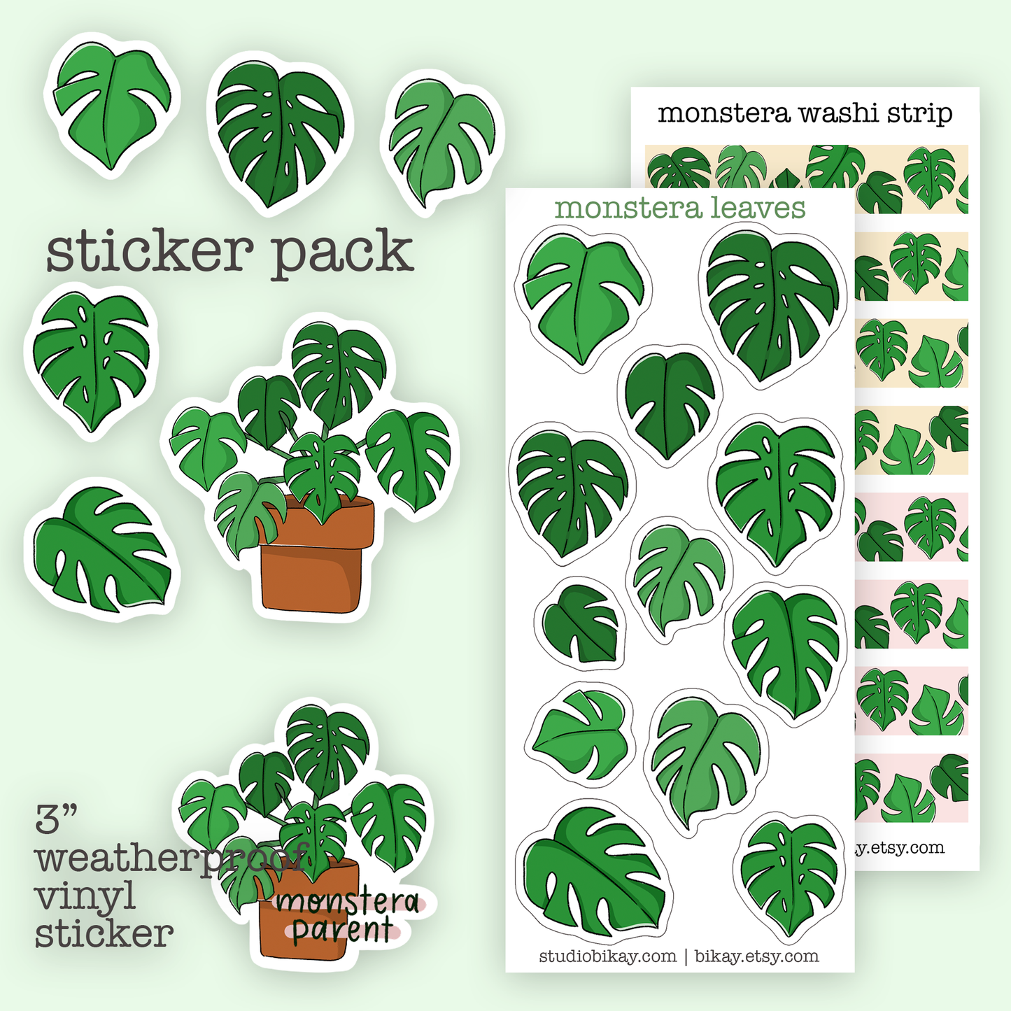 Monstera leaves Sticker Set