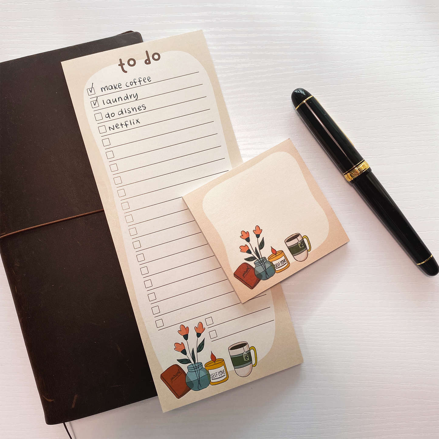 Cozy self love to do list notepad