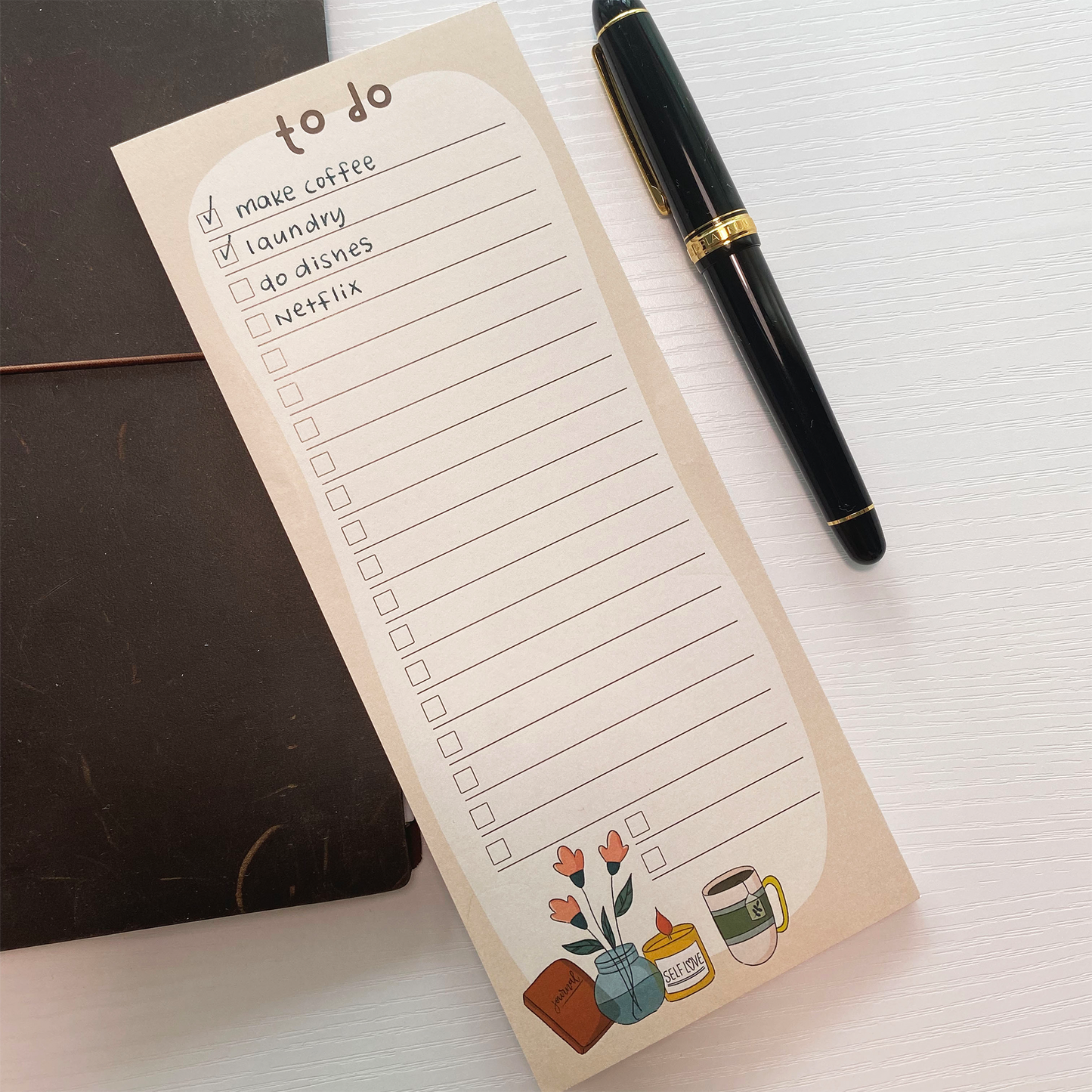 Cozy self love to do list notepad