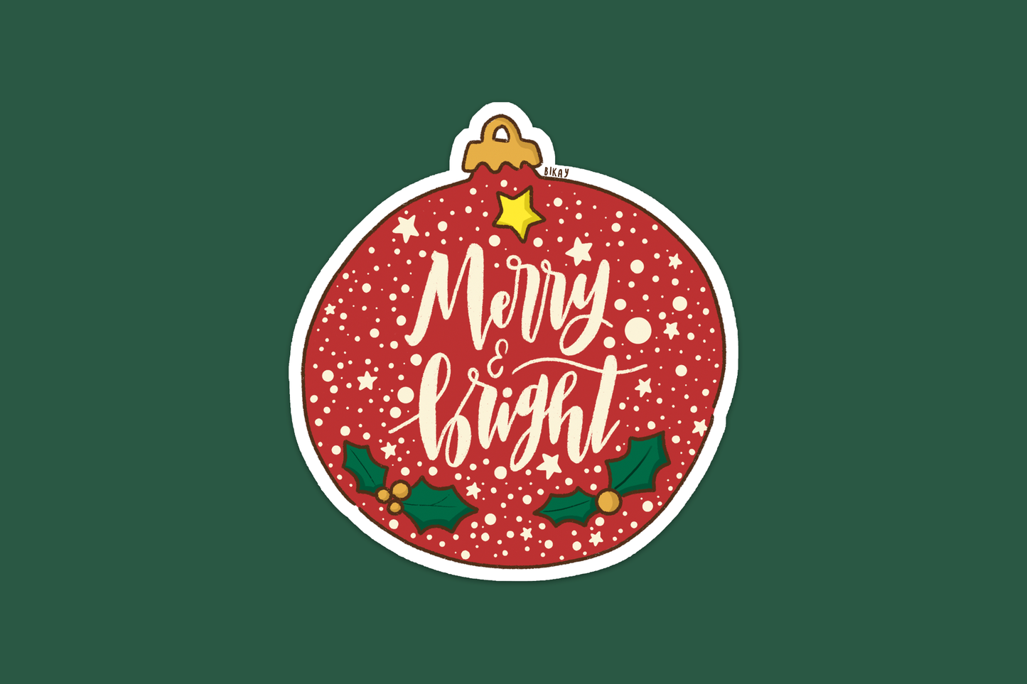 Merry and Bright Ornament Vinyl Sticker